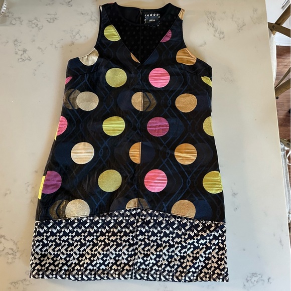 Anthropologie Maeve Tilde Jacquard Shift Navy Shimmer Dot Lace Dress Size M-C18 - Picture 2 of 13